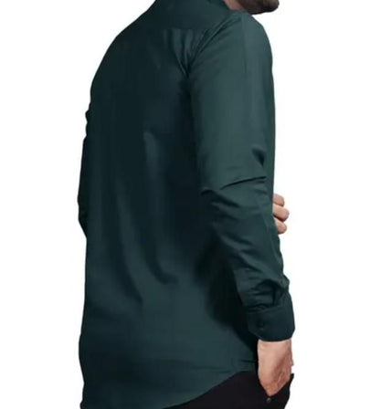 Men's Solid Satin Stylish Casual Shirt Dark Green